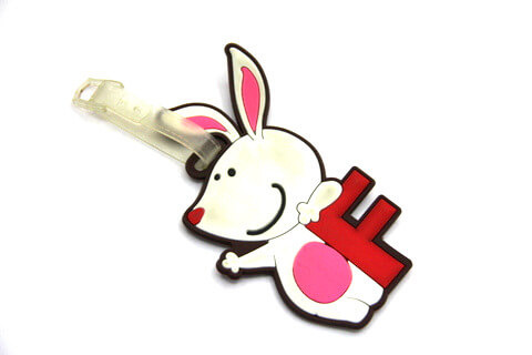 Silicone/Rubber luggage tags, cartoon, rabbit , #02001-003