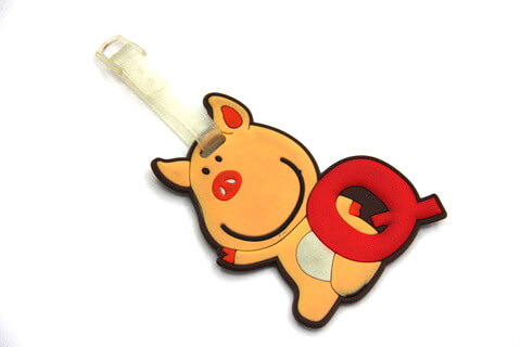 Silicone/Rubber luggage tags, cartoon, pig, #02001-004