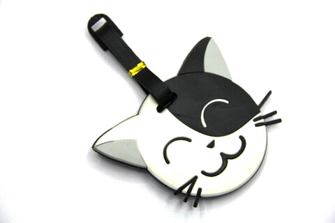 Silicone/Rubber luggage tags, cartoon, cat, #02001-006