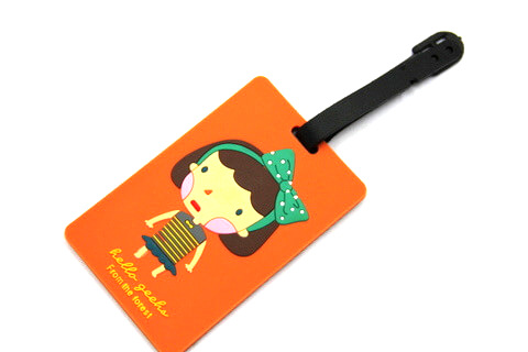 Silicone/Rubber luggage tags, cartoon,hello girl , #02001-0022-3