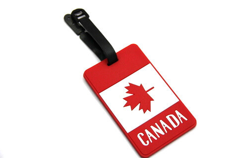 Silicone/Rubber Luggage tags of National Flag, Canada, #02002-017