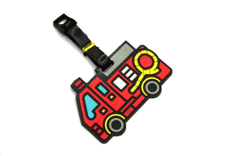 Silicone/Rubber luggage tags, cartoon, fire engine , #02001-033