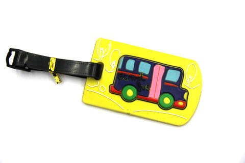 Silicone/Rubber luggage tags, cartoon, school bus , #02005-020