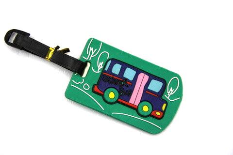 Silicone/Rubber luggage tags, cartoon, school bus , #02005-033