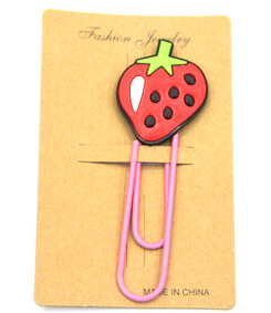 Silicone/Rubber Bookmarks cartoon strawberry #02018-005