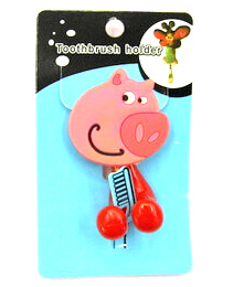 Silicone/Rubber toothbrush holder cartoon pig #02020-007