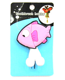Silicone/Rubber toothbrush holder cartoon fish #02020-009