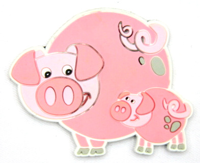 Silicone/Rubber fridge magnets Cute cartoon animals pig #02021-003
