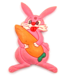 Silicone/Rubber fridge magnets Cute cartoon animals rabbit with carrot #02021-009