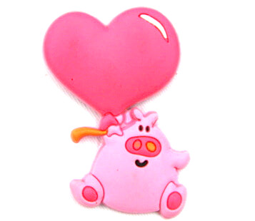 Silicone/Rubber fridge magnets Cute cartoon animals pig with love heart #02021-017