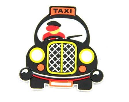 Silicone/Rubber fridge magnets cute cartoon taxi #02022-013