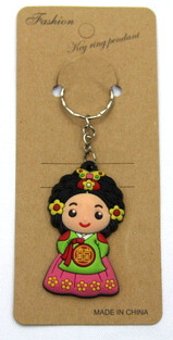 silicone key chain tourists souvenir Korean girl #02026-021