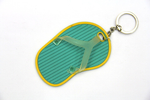 Silicone / Rubber Soft Key Chain in Shapes of Slippers #02027-008