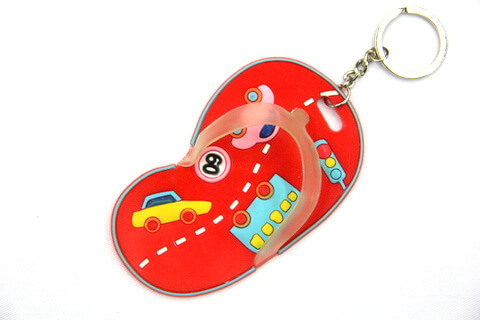Silicone / Rubber Soft Key Chain in Shapes of Slippers #02027-013