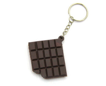 Silicone / rubber soft plastic key chain (ring) Chocolate shape