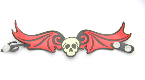 Silicone/Rubber (Soft Plastic) Bracelet Skull Wings #02029-012-3