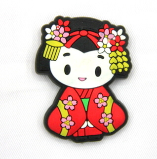 Silicone/Rubber fridge magnets, Cute cartoon, Japanese girl, #02032-008