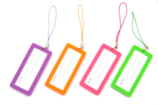 Silicone/Rubber Luggage Tags, narrow,mini, with elastic string , #02032-2