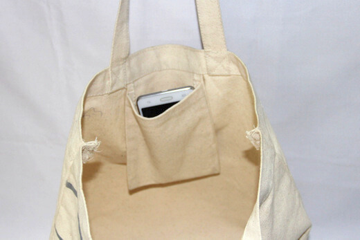 Reusable promotional cotton/canvas shopping totes with custom print/logo, inner pocket,  #04-000