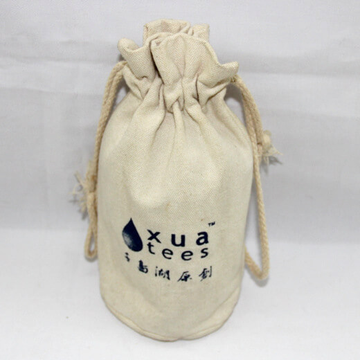 Reusable promotional cotton/canvas drawstring bag with custom print/logo, #04-048