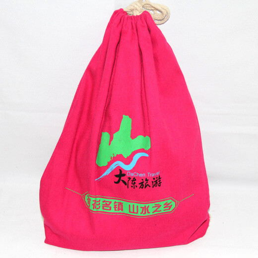 Reusable promotional cotton/canvas drawstring bag with custom print/logo, , #04-074