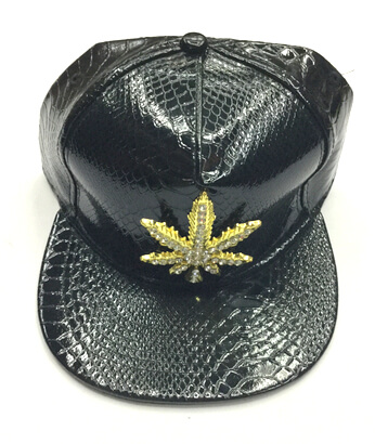 snake skin fake leather hats/caps, metal leaves buckle with stones, #0503-005