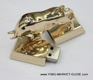 USB Drive #1701-016-3, Golden Bull