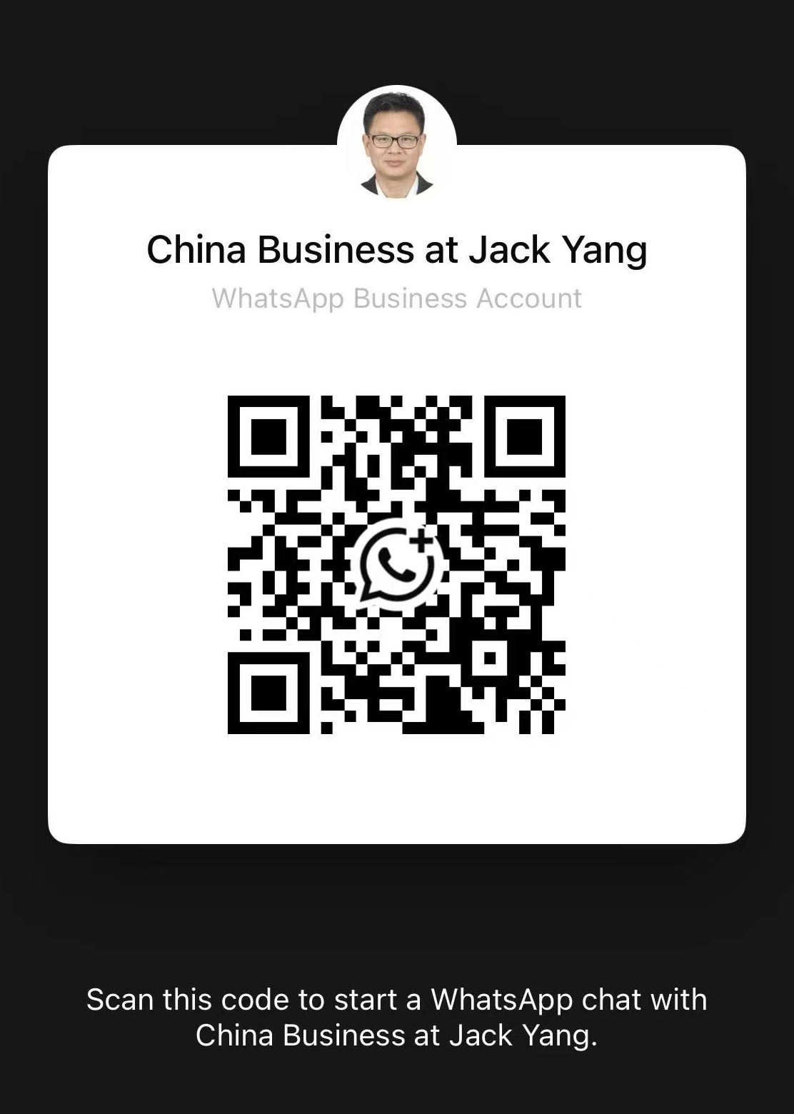 China business at Jack Yang Whatsapp Code