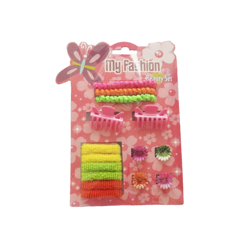 15 pcs girl hair accessories set: clip, band, comb, flower, cute