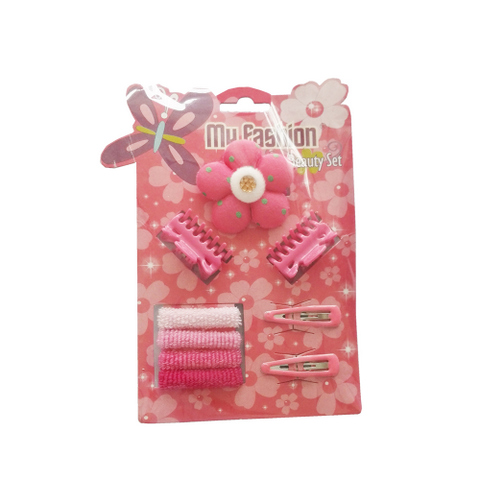 My Fashion Beauty Set - 9 pcs girl hair accessories set: clip, band, comb, flower, cute