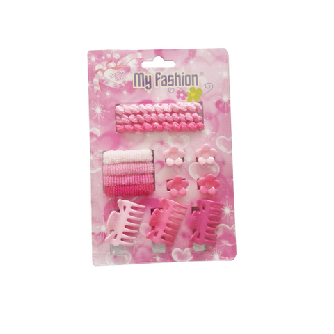 14pcs Set Girls Hair Accessories With Display Box, Pink