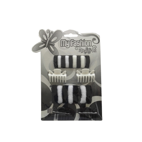 Hair Accessories Set With Display Box, Black & White 10