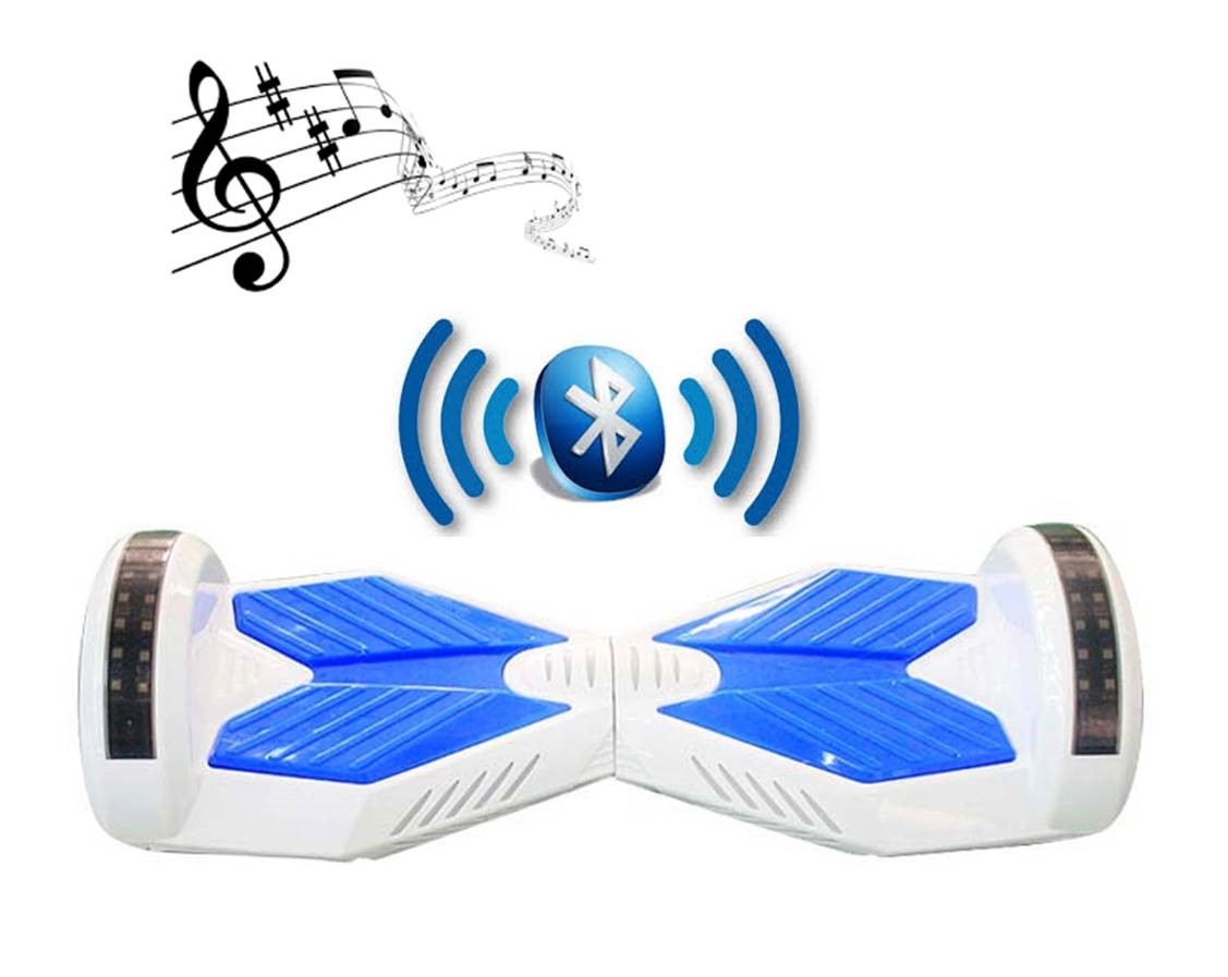 bluetooth hoverboard blue and white