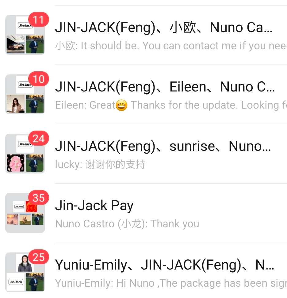 Creating groups on WeChat with suppliers to order motorcycle parts samples from China