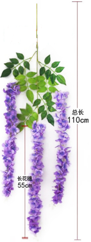 New lush version wisteria artificial flowers wholesale in Yiwu China, for hang up / garland usage