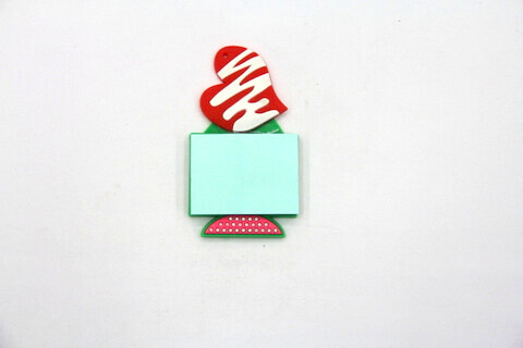 Silicone/Rubber Fridge Magnets Notepad Heart #02012-007