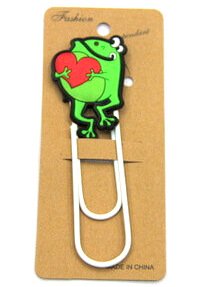 Silicone/Rubber Bookmarks cartoon frog with love heart #02018-012