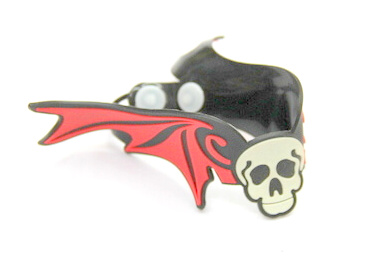 Silicone/Rubber (Soft Plastic) Bracelet Skull Wings #02029-012-2