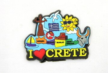 Silicone/Rubber Fridge Magnet tourist souvenirs, Greece, I love Grete, # 02035-002