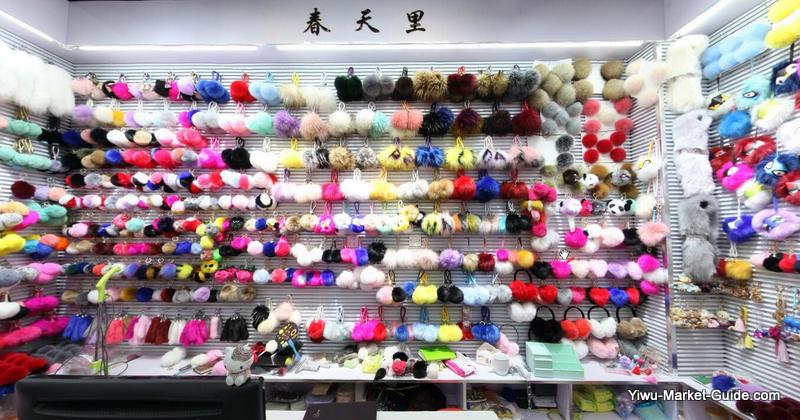 fluffy balls keyrings wholesale Yiwu market China
