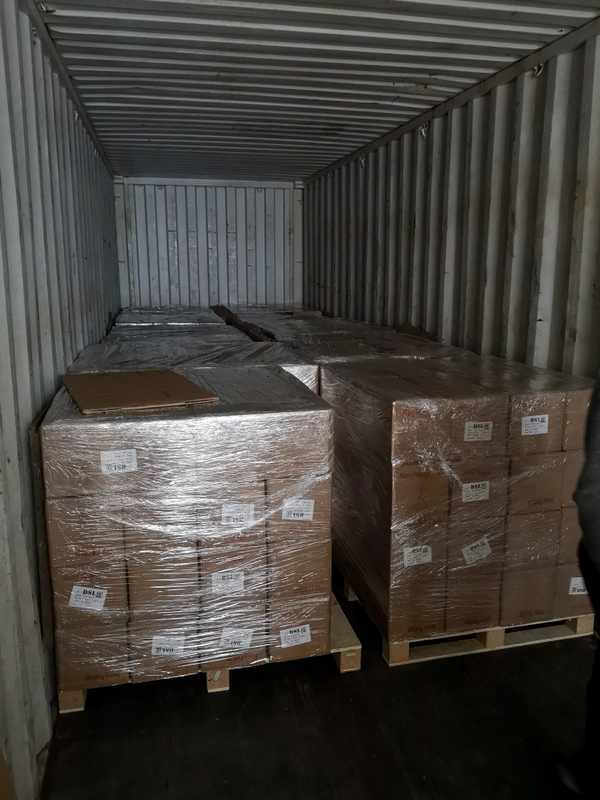 Container loaded with pallets of fully repacked,inspected wheels.