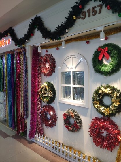 9157 ShengHong Christmas Stripes&Garlands factory wholesale supplier: showroom shop, products, MOQ, catalog, price list, contact phone number, wechat, email