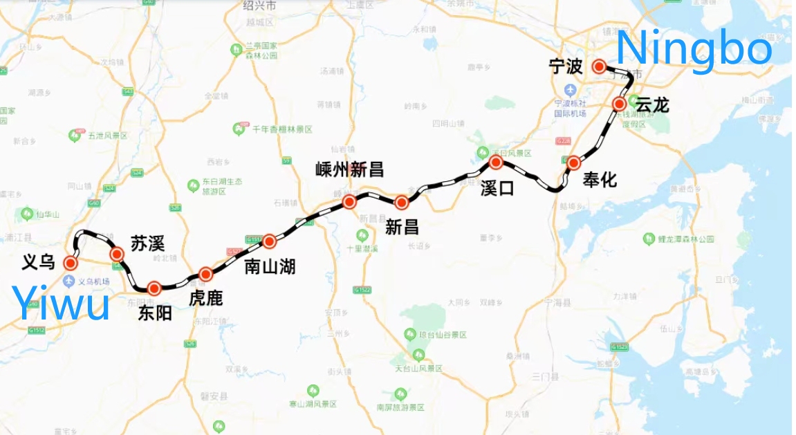 Railway from Yiwu to Ningbo