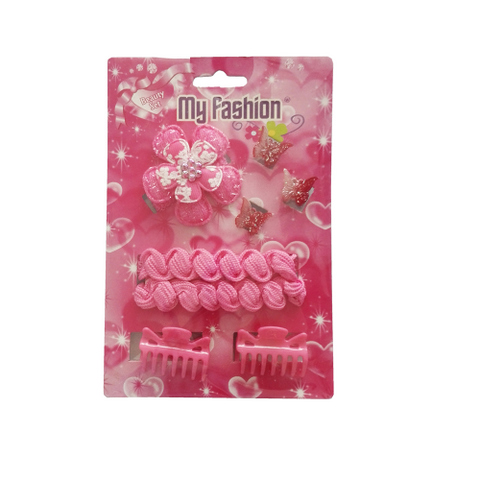 8pcs Set Girls Hair Accessories With Display Box, Pink