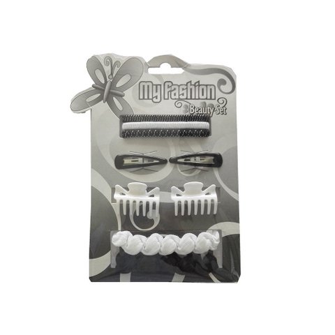 Hair Accessories Set With Display Box, Black & White 2