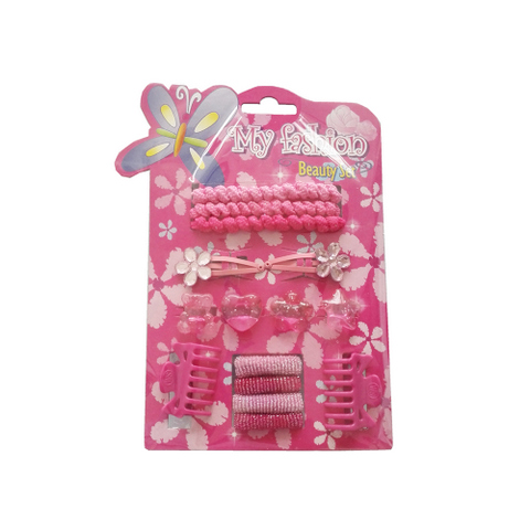 15pcs Kids Hair Accessories Set With Display Box, Pink