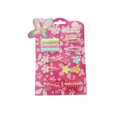 13pcs Kids Hair Accessories Set With Display Box,claw, pin, band, Pink