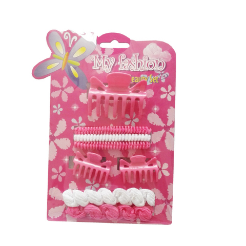 8pcs Kids Hair Accessories Set With Display Box, Pink