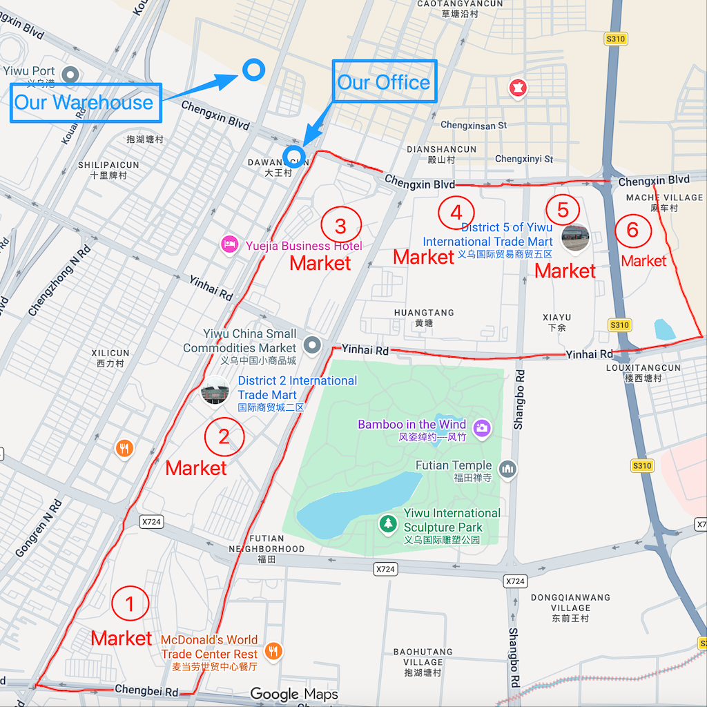 Yiwu Jin-Jack Office Warehouse Market Locations