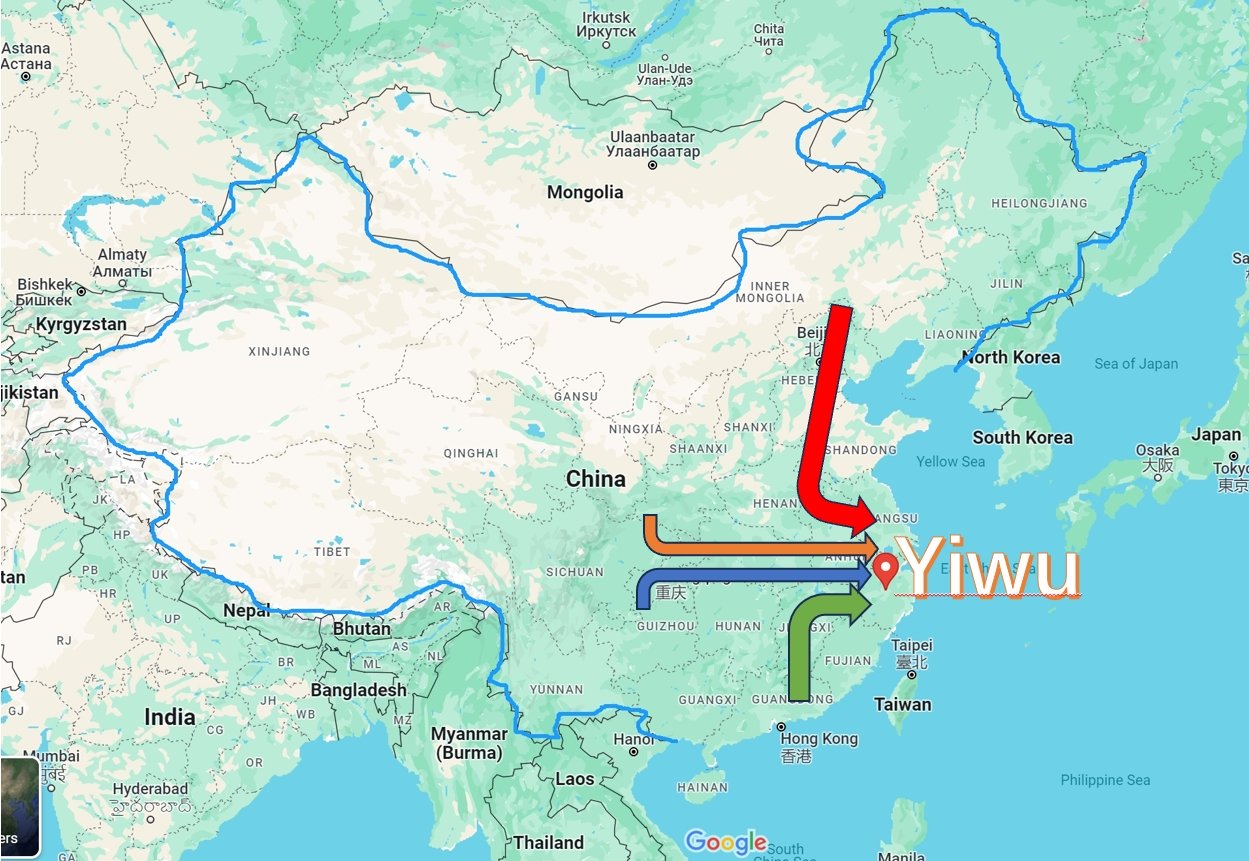 Yiwu location inside China for Logistics